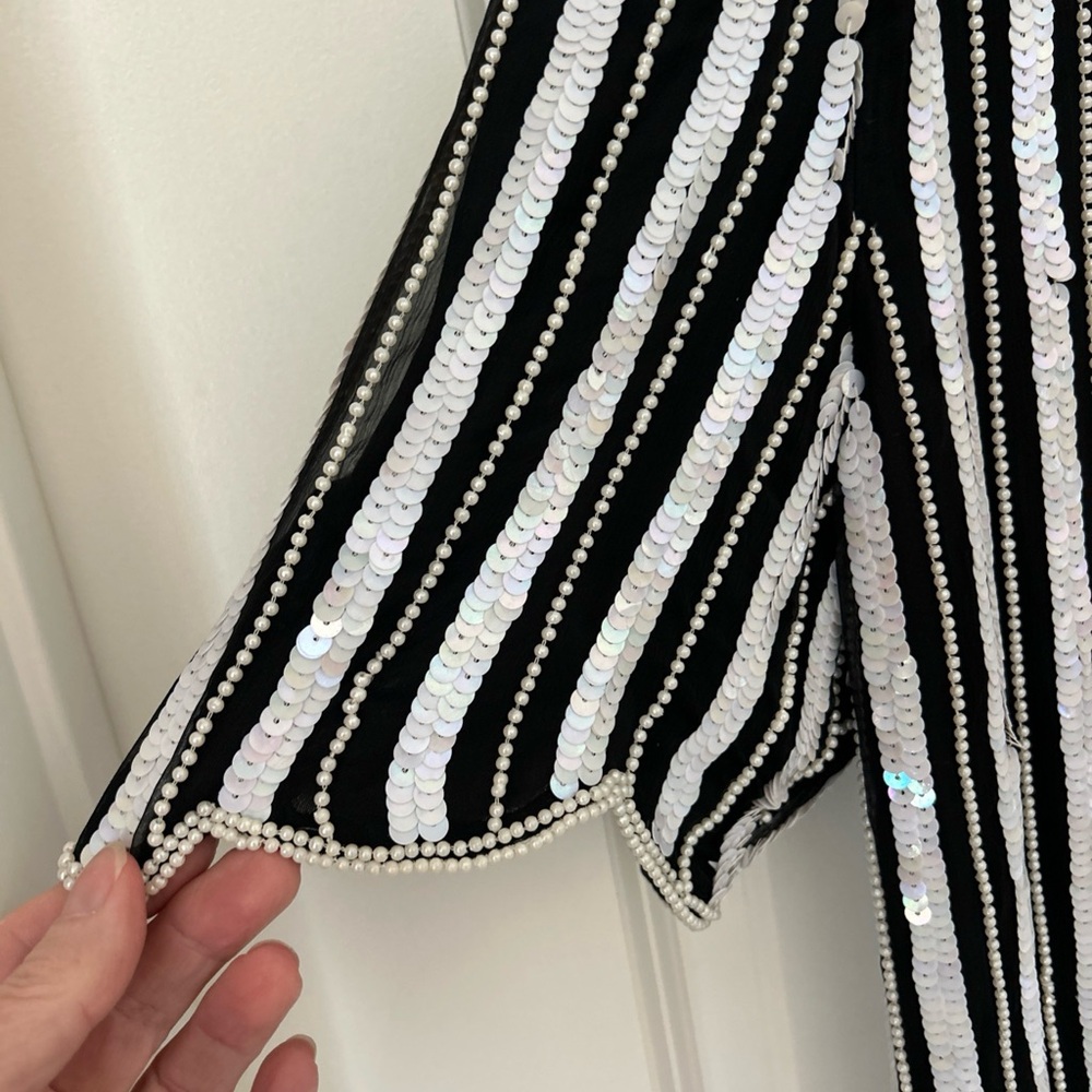 Stenay Vintage Sequin Top Sz XL 100% Silk Beaded Evening Luxury Glamour - Picture 3 of 12